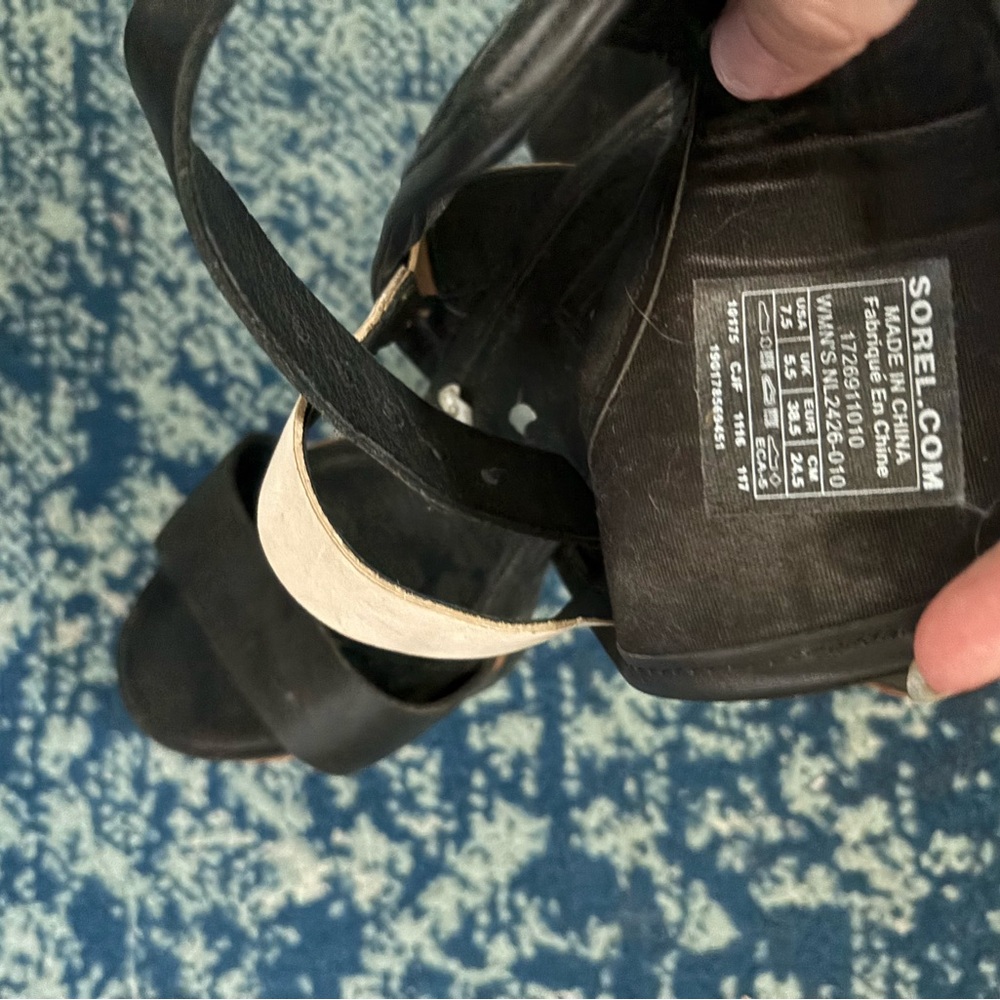 Sorel Black and Tan Addington Sandal Heel - Picture 5 of 5